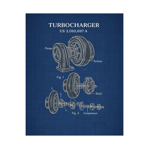 Turbocharger Blueprint — Exploded Technical Illustration